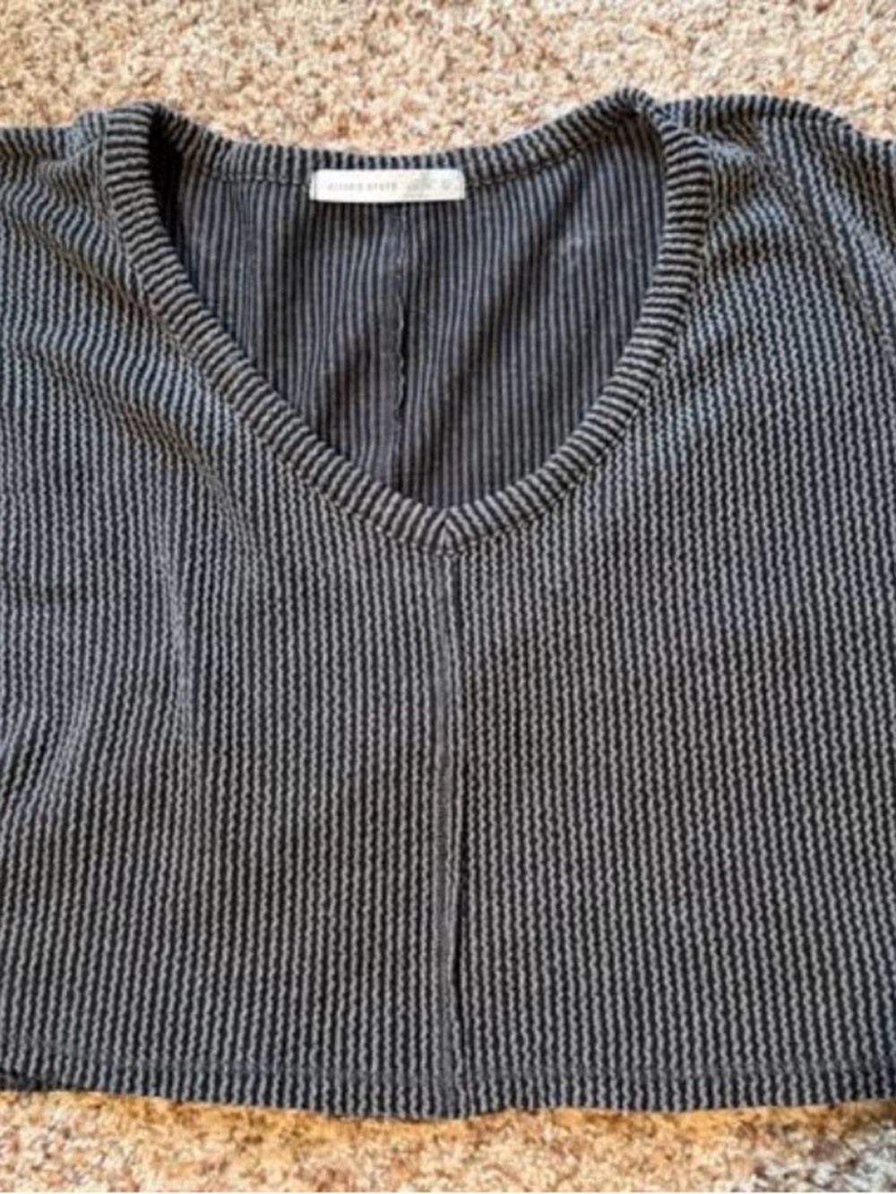 Altar'd State Charcoal Ribbed V-Neck Crop Top